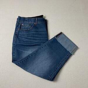 Terra & Sky Faded Denim Casual Cuffed Capri Jeans Womens 18W